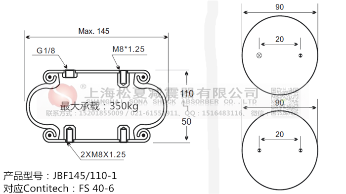JBF145/110-1橡膠<a href='http://www.yucjc.com/' target='_blank'><u>空氣彈簧</u></a>