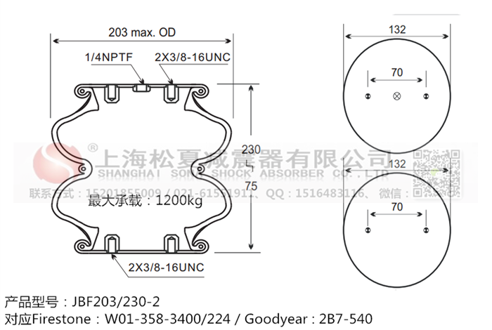 JBF203/230-2橡膠<a href='http://www.yucjc.com/' target='_blank'><u>空氣彈簧</u></a>
