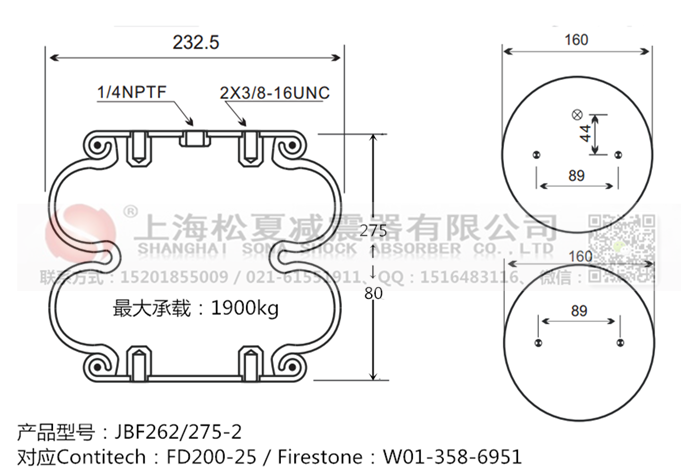 JBF262/275-2橡膠<a href='http://www.yucjc.com/' target='_blank'><u>空氣彈簧</u></a>