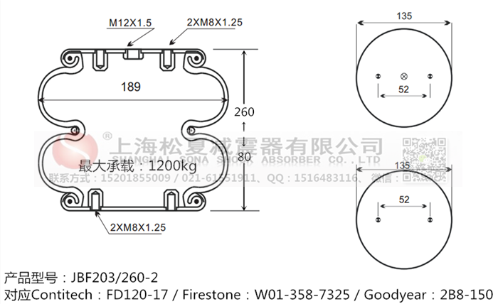 JBF203/260-2橡膠<a href='http://www.yucjc.com/' target='_blank'><u>空氣彈簧</u></a>