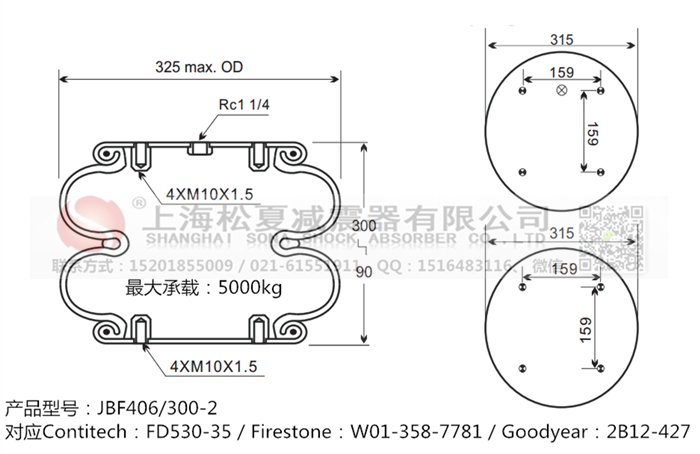 JBF406/300-2橡膠<a href='http://www.yucjc.com/' target='_blank'><u>空氣彈簧</u></a>